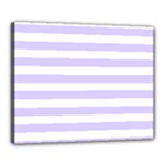 Horizontal Stripes - White and Pale Lavender Violet Canvas 20  x 16  (Stretched)
