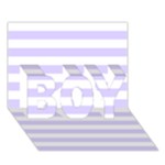 Horizontal Stripes - White and Pale Lavender Violet BOY 3D Greeting Card (7x5)