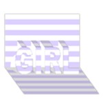 Horizontal Stripes - White and Pale Lavender Violet GIRL 3D Greeting Card (7x5)