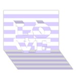 Horizontal Stripes - White and Pale Lavender Violet LOVE 3D Greeting Card (7x5)