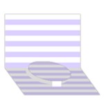 Horizontal Stripes - White and Pale Lavender Violet Circle Bottom 3D Greeting Card (7x5)