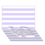 Horizontal Stripes - White and Pale Lavender Violet LOVE Bottom 3D Greeting Card (7x5)