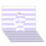 Horizontal Stripes - White and Pale Lavender Violet Ribbon 3D Greeting Card (7x5)