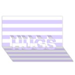Horizontal Stripes - White and Pale Lavender Violet HUGS 3D Greeting Card (8x4)