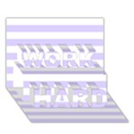 Horizontal Stripes - White and Pale Lavender Violet WORK HARD 3D Greeting Card (7x5)
