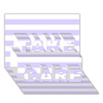 Horizontal Stripes - White and Pale Lavender Violet TAKE CARE 3D Greeting Card (7x5)
