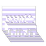 Horizontal Stripes - White and Pale Lavender Violet You Did It 3D Greeting Card (7x5)