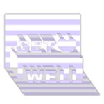 Horizontal Stripes - White and Pale Lavender Violet Get Well 3D Greeting Card (7x5)