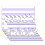 Horizontal Stripes - White and Pale Lavender Violet You Rock 3D Greeting Card (7x5)