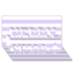 Horizontal Stripes - White and Pale Lavender Violet Merry Xmas 3D Greeting Card (8x4)