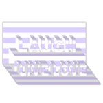Horizontal Stripes - White and Pale Lavender Violet Laugh Live Love 3D Greeting Card (8x4)