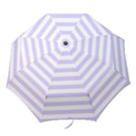 Horizontal Stripes - White and Pale Lavender Violet Folding Umbrella