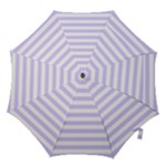 Horizontal Stripes - White and Pale Lavender Violet Hook Handle Umbrella (Medium)