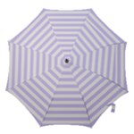 Horizontal Stripes - White and Pale Lavender Violet Hook Handle Umbrella (Large)