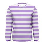 Horizontal Stripes - White and Bright Lavender Violet Men s Long Sleeve T-shirt