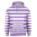 Horizontal Stripes - White and Bright Lavender Violet Men s Pullover Hoodie