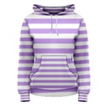 Horizontal Stripes - White and Bright Lavender Violet Women s Pullover Hoodie