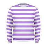 Horizontal Stripes - White and Bright Lavender Violet Men s Sweatshirt