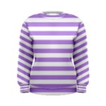 Horizontal Stripes - White and Bright Lavender Violet Women s Sweatshirt