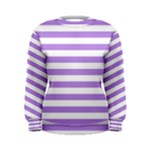 Horizontal Stripes - White and Bright Lavender Violet Women s Sweatshirt