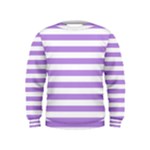 Horizontal Stripes - White and Bright Lavender Violet Kid s Sweatshirt