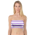 Horizontal Stripes - White and Bright Lavender Violet Bandeau Top