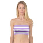 Horizontal Stripes - White and Bright Lavender Violet Bandeau Top