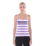 Horizontal Stripes - White and Bright Lavender Violet Spaghetti Strap Top