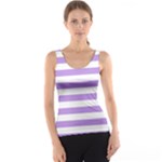 Horizontal Stripes - White and Bright Lavender Violet Tank Top