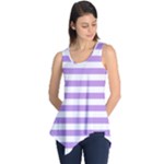 Horizontal Stripes - White and Bright Lavender Violet Sleeveless Tunic
