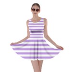 Horizontal Stripes - White and Bright Lavender Violet Skater Dress