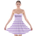 Horizontal Stripes - White and Bright Lavender Violet Strapless Bra Top Dress