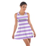 Horizontal Stripes - White and Bright Lavender Violet Cotton Racerback Dress