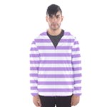 Horizontal Stripes - White and Bright Lavender Violet Hooded Wind Breaker (Men)