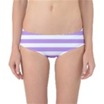 Horizontal Stripes - White and Bright Lavender Violet Classic Bikini Bottoms