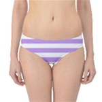 Horizontal Stripes - White and Bright Lavender Violet Hipster Bikini Bottoms