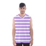Horizontal Stripes - White and Bright Lavender Violet Men s Basketball Tank Top