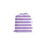 Horizontal Stripes - White and Bright Lavender Violet Drawstring Pouch (XS)