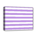Horizontal Stripes - White and Bright Lavender Violet Deluxe Canvas 14  x 11  (Stretched)