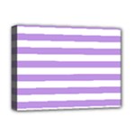 Horizontal Stripes - White and Bright Lavender Violet Deluxe Canvas 16  x 12  (Stretched)