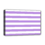 Horizontal Stripes - White and Bright Lavender Violet Deluxe Canvas 18  x 12  (Stretched)