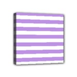 Horizontal Stripes - White and Bright Lavender Violet Mini Canvas 4  x 4  (Stretched)