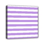 Horizontal Stripes - White and Bright Lavender Violet Mini Canvas 6  x 6  (Stretched)