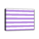Horizontal Stripes - White and Bright Lavender Violet Mini Canvas 7  x 5  (Stretched)