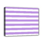 Horizontal Stripes - White and Bright Lavender Violet Canvas 10  x 8  (Stretched)