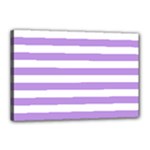 Horizontal Stripes - White and Bright Lavender Violet Canvas 18  x 12  (Stretched)