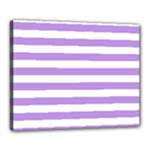 Horizontal Stripes - White and Bright Lavender Violet Canvas 20  x 16  (Stretched)