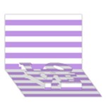 Horizontal Stripes - White and Bright Lavender Violet LOVE Bottom 3D Greeting Card (7x5)