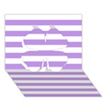 Horizontal Stripes - White and Bright Lavender Violet Clover 3D Greeting Card (7x5)