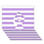 Horizontal Stripes - White and Bright Lavender Violet Ribbon 3D Greeting Card (7x5)